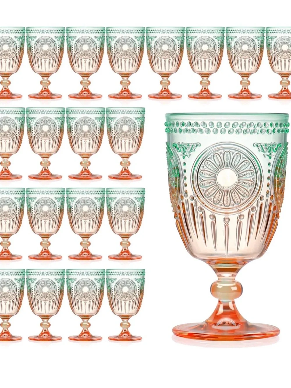 12 pieces-Elegant Blue-Orange Vintage wine glass - Set of 12